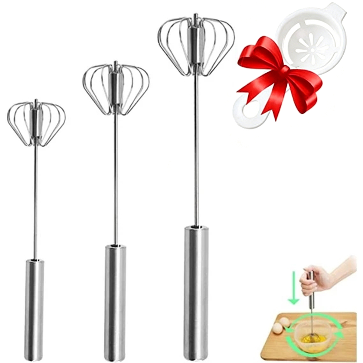 Kitchen Appliances B&Q - 1/3pcs 스테인레스 스틸 계란 거품기 간편한